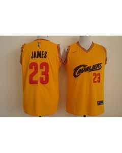 Men's Cleveland Cavaliers #23 LeBron James Yellow and Red Stitched NBA Jersey