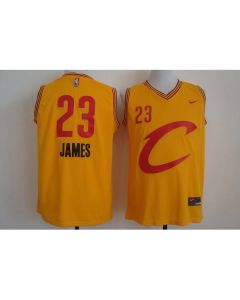 Men's Cleveland Cavaliers #23 LeBron James Yellow Stitched NBA C Jersey
