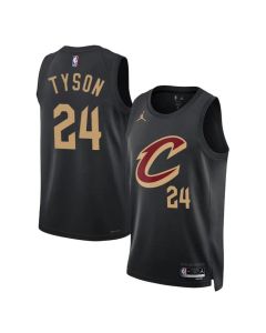 Men's Cleveland Cavaliers #24 Jaylon Tyson Black 2024 Draft Statement Edition Stitched Jersey