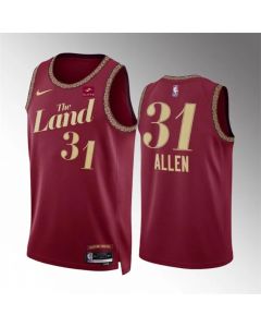 Men's Cleveland Cavaliers #31 Jarrett Allen Wine 2023/24 City Edition Stitched Jersey