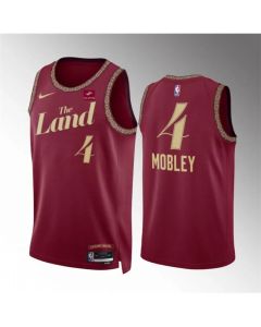 Men's Cleveland Cavaliers #4 Evan Mobley Wine 2023/24 City Edition Stitched Jersey