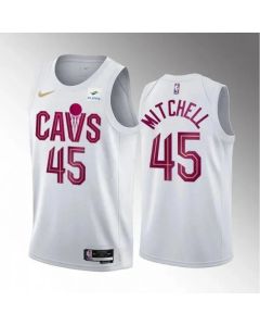 Men's Cleveland Cavaliers #45 Donovan Mitchell White Stitched Jersey