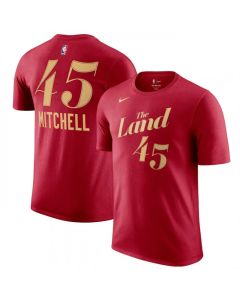 Men's Cleveland Cavaliers #45 Donovan Mitchell Wine 2023/24 City Edition Name & Number T-Shirt