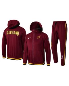 Men's Cleveland Cavaliers 75th Anniversary Burgundy Performance Showtime Full-Zip Hoodie Jacket And Pants Suit