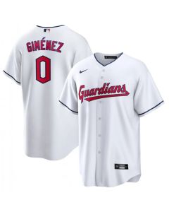 Men's Cleveland Guardians #0 Andres Gimenez White Cool Base Stitched Jersey