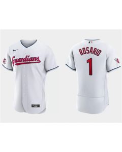 Men's Cleveland Guardians #1 Amed Rosario White Flex Base Stitched Jersey