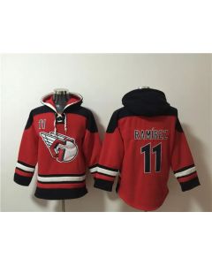 Men's Cleveland Guardians #11 Jose Ramirez Black/Red Ageless Must-Have Lace-Up Pullover Hoodie
