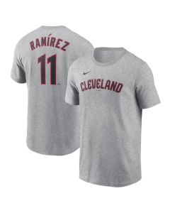 Men's Cleveland Guardians #11 Jose Ramirez Gray Fuse Name & Number T-Shirt