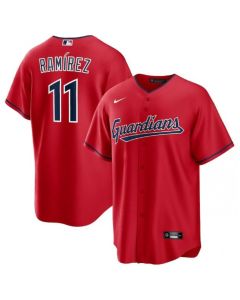 Men's Cleveland Guardians #11 Jose Ramirez Red Cool Base Stitched Baseball Jersey