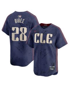 Men's Cleveland Guardians #28 Tanner Bibee Navy 2024 City Connect Limited Stitched Baseball Jersey