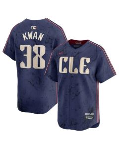 Men's Cleveland Guardians #38 Steven Kwan Navy 2024 City Connect Limited Stitched Baseball Jersey