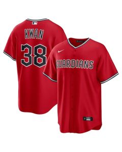 Men's Cleveland Guardians #38 Steven Kwan Red Alternate Replica 2.0 Player Jersey (Red)