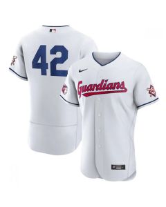 Men's Cleveland Guardians #42 Jackie Robinson White Flex Base Stitched Jersey