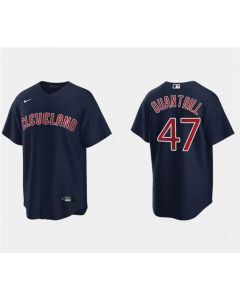 Men's Cleveland Guardians #47 Cal Quantrill Navy Cool Base Stitched Jersey