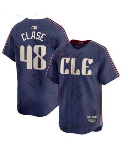 Men's Cleveland Guardians #48 Emmanuel Clase Navy 2024 City Connect Limited Stitched Baseball Jersey