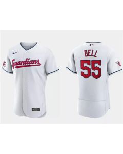 Men's Cleveland Guardians #55 Josh Bell White Flex Base Stitched Jersey