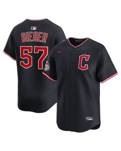 Men's Cleveland Guardians #57 Shane Bieber Black Home Limited Player Jersey