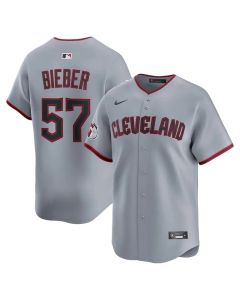 Men's Cleveland Guardians #57 Shane Bieber Gray Home Limited Player Jersey (Gray)