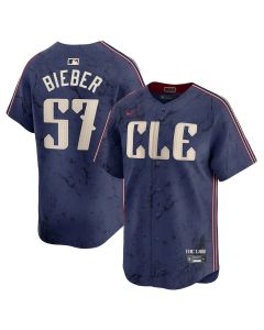 Men's Cleveland Guardians #57 Shane Bieber Navy 2024 City Connect Limited Jersey