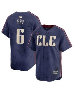 Men's Cleveland Guardians #6 David Fry Navy 2024 City Connect Limited Stitched Baseball Jersey