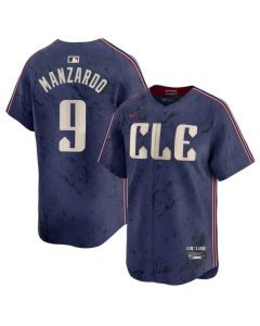 Men's Cleveland Guardians #9 Kyle Manzardo Navy 2024 City Connect Limited Stitched Baseball Jersey