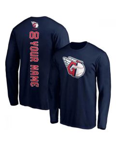 Men's Cleveland Guardians ACTIVE Player Custom Navy Long Sleeve T-Shirt