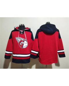 Men's Cleveland Guardians Blank Red Lace-Up Pullover Hoodie