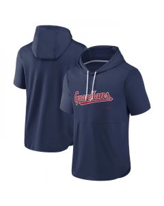 Men's Cleveland Guardians Navy Sideline Training Hooded Performance T-Shirt