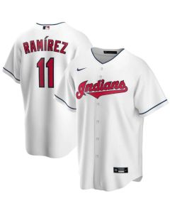 Men's Cleveland indians #11 Jose Ramirez White Cool Base Stitched Jersey