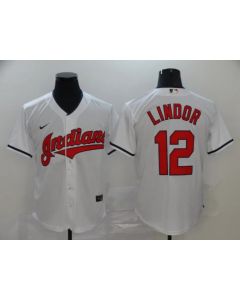 Men's Cleveland indians #12 Francisco Lindor White Cool Base Stitched MLB Jersey