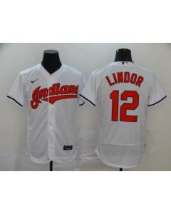 Men's Cleveland indians #12 Francisco Lindor White Flex Base Stitched MLB Jersey