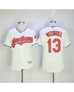 Men's Cleveland indians #13 Omar Vizquel White Flexbase Stitched MLB Jersey