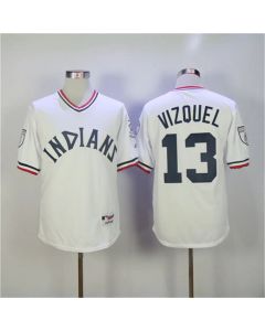 Men's Cleveland indians #13 Omar Vizquel White Pullover Cool Base Stitched MLB Jersey