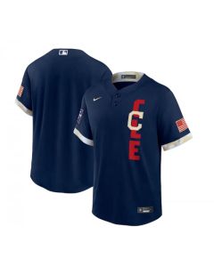 Men's Cleveland indians Blank 2021 Navy All-Star Cool Base Stitched MLB Jersey