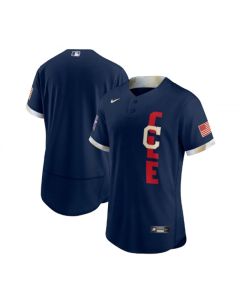 Men's Cleveland indians Blank 2021 Navy All-Star Flex Base Stitched MLB Jersey