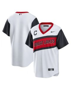 Men's Cleveland indians Blank 2021 White Little League Classic Home Cool Base Stitched Baseball Jersey