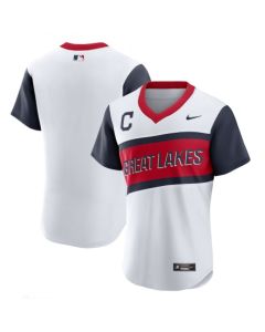 Men's Cleveland indians Blank 2021 White Little League Classic Home Flex Base Stitched Baseball Jersey