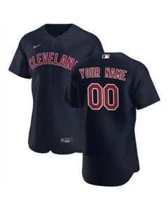 Men's Cleveland indians Navy Customized Stitched MLB Jersey