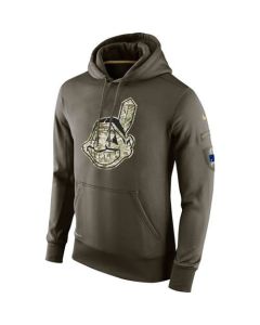 Men's Cleveland indians Olive Salute To Service KO Performance Hoodie