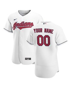 Men's Cleveland indians White Customized Stitched MLB Jersey