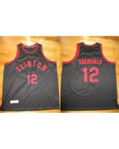 Men's Clinton #12 Nate Archibald Black Stitched Jersey