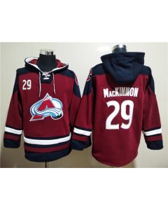 Men's Colorado Avalanche #29 Nathan MacKinnon Burgundy All Stitched Sweatshirt Hoodie (Burgundy)