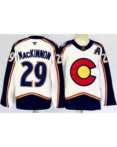Men's Colorado Avalanche #29 Nathan MacKinnon White Alternate With A Patch Reverse Retro Stitched Jersey
