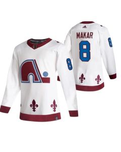 Men's Colorado Avalanche #8 Cale Makar 2020-21 White Reverse Retro Stitched Jersey