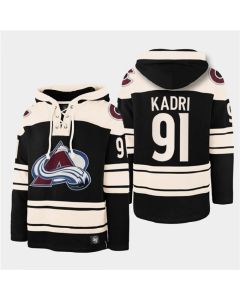 Men's Colorado Avalanche #91 Nazem Kadri Black All Stitched Sweatshirt Hoodie