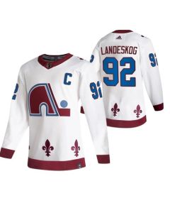 Men's Colorado Avalanche #92 Gabriel Landeskog 2020-21 White Reverse Retro Stitched Jersey