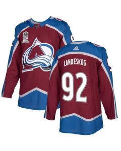 Men's Colorado Avalanche #92 Gabriel Landeskog 2022 Burgundy Stanley Cup Champions Patch Stitched Jersey