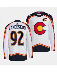 Men's Colorado Avalanche #92 Gabriel Landeskog White 2022-23 Reverse Retro Stitched Jersey