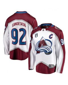 Men's Colorado Avalanche #92 Gabriel Landeskog White 2022 Stanley Cup Final Patch Stitched Jersey