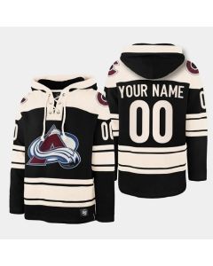 Men's Colorado Avalanche Active Player Custom Black All Stitched Sweatshirt Hoodie